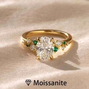 SS 925 Gold Plated Moissanite  Ring Size 6